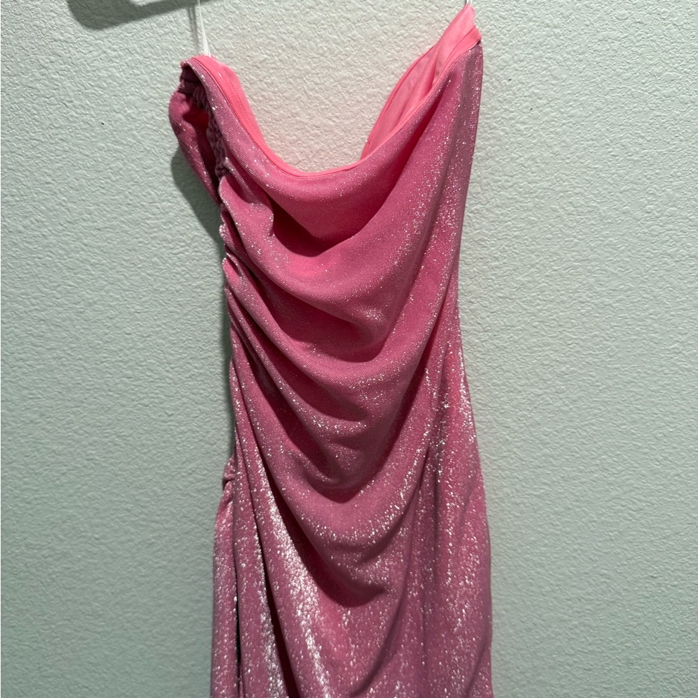 Princess Polly Strapless Pink Glitter Dress